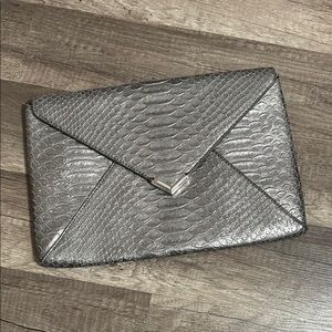 Silver Snakeskin Clutch